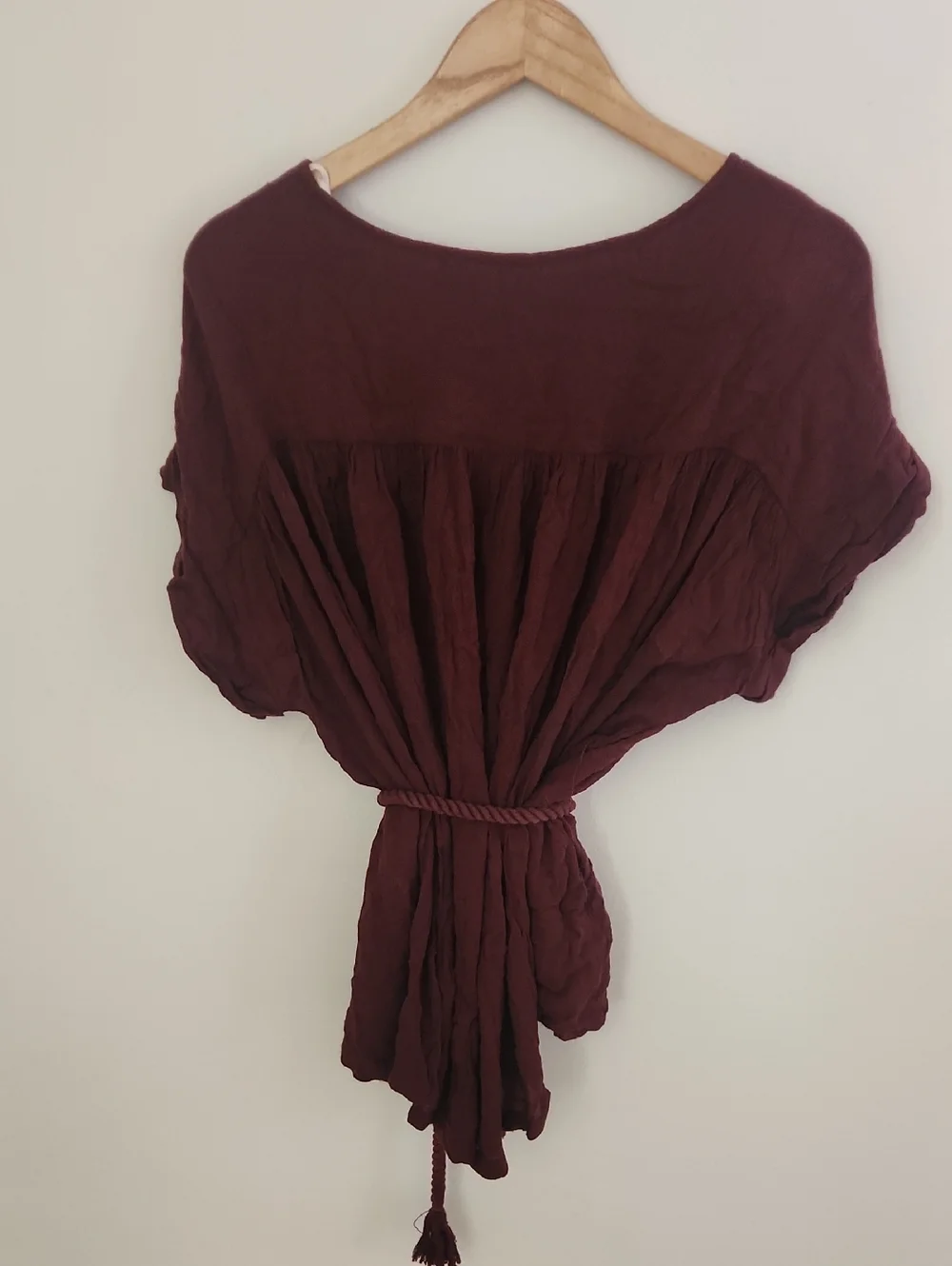 Free People Spanish Endless Summer Burgundy Romper Rope Tie Waist Small